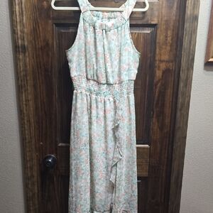 Ladies Floral Ruffle Sleevless Summer Dress Spring Easter Dress Flowy